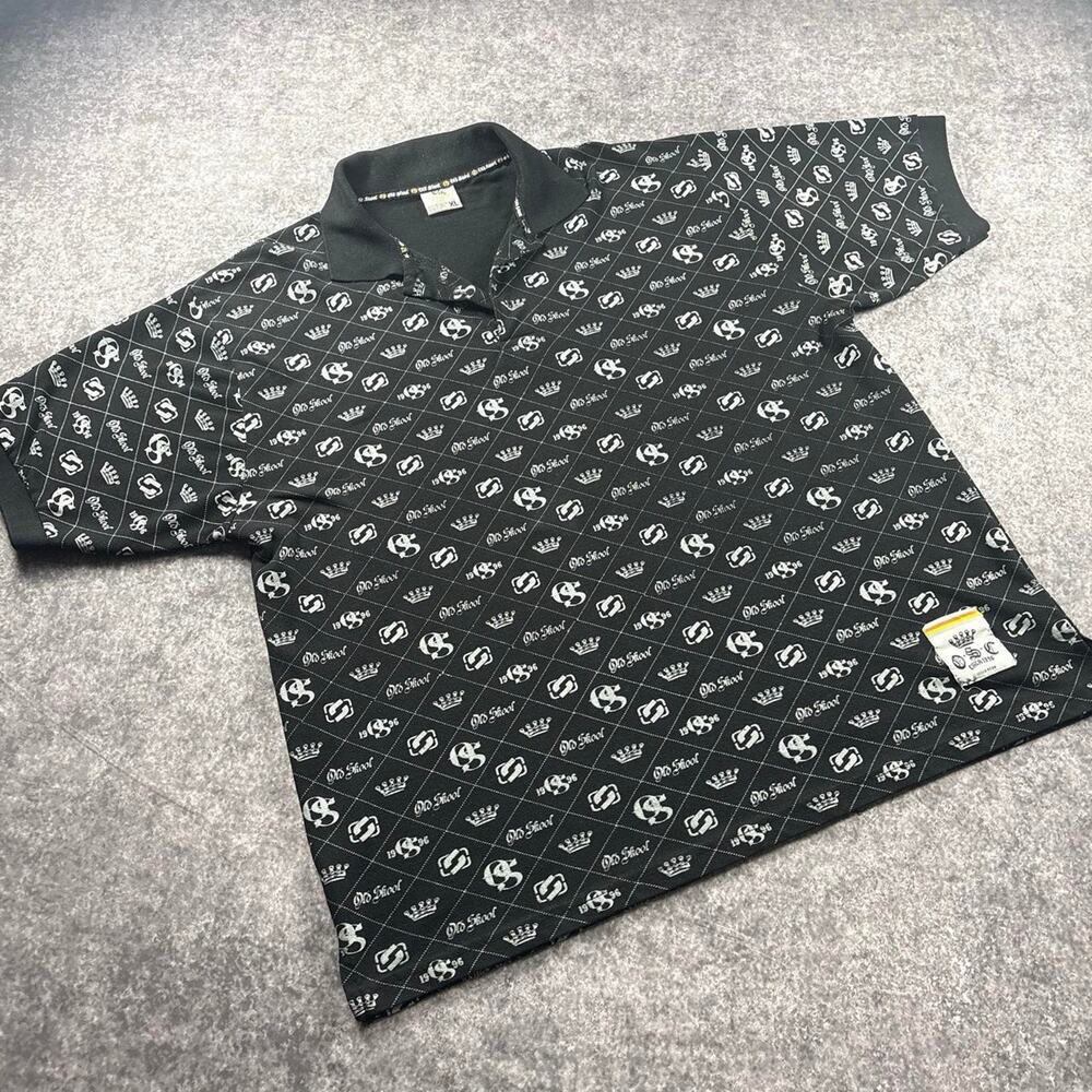 Vintage Circa 1996 Urbanwear Old Skool AOP Polo Shirt Men’s XL Black